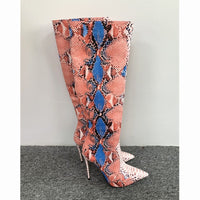 Original MStacchi Women Snake Boots Pointed Toe Women&#39;s High Boots Ladies Sexy Stiletto High Heels Party Shoes Botas Mujer Demonia Boots