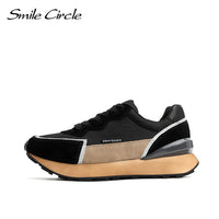 Original Smile Circle Women Sneakers Flat Platform shoes Cow Leather spring fashion Reflective Breathable Thick bottom Ladies Shoes