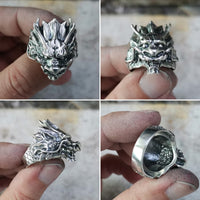 Original 925 Sterling Silver Dragon Ring Mens Biker Rock Punk Ring TA197 US Size 7~15