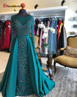 ESHAUT&BRIDAL - Original 2022 Luxury Mermaid Evening Night Dress for Women Muslim O Neck Long Sleeves Beading Sequin Handmade Formal Wedding Party Gowns