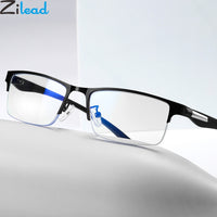 ZILEAD - Original Half Frame Reading Glasses Bussiness Men Alloy Prebyopia Spectacles Clear Lens Hyperopia Eyeglasses Eyewear Unisex