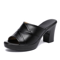 Original GKTINOO Women&#39;s Slippers Genuine Leather Sandals 2022 Summer High Heels Women Shoes Woman Slippers Summer Sandals Fashion Shoes