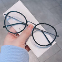 IMWETE - Original Fashion Big Round Glasses Frame Men Women Metal Glasses Frames Vintage Optical Eyeglasses Black White Spectacles