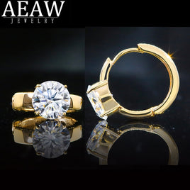 AEAW JEWELRY - Original D Color 2.0ctw 6.5mm Round Excellent Cut Moissanite Engagement Earring Hoop Earring Solid Real 18k Yellow Gold For Women