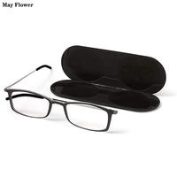 Original May Flower Anti Blue Light Reading Glasses Portable Square Presbyopia Eyewear With Case Thin Prescription Eyeglasses Glasses Men