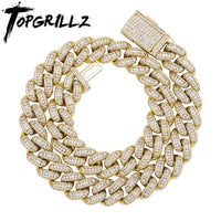 Original TOPGRILLZ Mens Necklace 16mm Baguette Chain High Quality Iced Micro Pave Cubic Zirconia Miami Cuban Chain Hip Hop Jewelry Gift