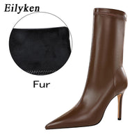 Original Eilyken 2022 Spring High Quality Soft PU Leather Boots Women Pointed Toe Pumps Heels Fashion Ladies Party Shoes Size 34-40