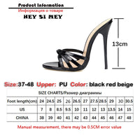 Original 2022 Summer Women&#39;s Mules Luxury High Heels Slippers Outdoor Designer Sandals Lady Black Red Party Shoes Female Large Size 48