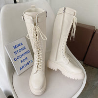 Original Summer New Knight Boots Net Retro College British Style Thick Bottom Thick Heel Motorcycle Boots Fashion