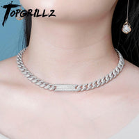 Original TOPGRILLZ 9mm Choker Necklace Miami Cuban Chains Necklace Iced Out Micro Pave CZ Hip Hop Punk Necklace Fashion Jewelry For Gift