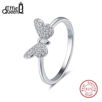 Original Effie Queen Elegant female Wedding Ring Real 925 Sterling Silver Rings Butterfly Shape With AAA Zircon Jewelry Gift BR59