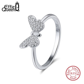 Original Effie Queen Elegant female Wedding Ring Real 925 Sterling Silver Rings Butterfly Shape With AAA Zircon Jewelry Gift BR59