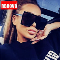 RBROVO - Original Square Oversized Sunglasses Women Luxury Brand Glasses for Women/Men Vintage Eyeglasses Women Mirror Gafas De Sol Mujer