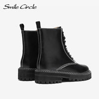 Original Smile Circle Ankle Boots Women Flats Platform shoes Fashion Round toe Comfortable Casual Short Boots Ladies