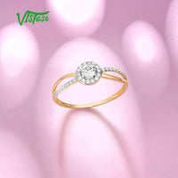 Original VISTOSO Gold Rings For Women Genuine 9K 375 Yellow Gold Ring Sparkling White CZ Promise Band Rings  Anniversary Fine Jewelry