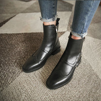 HOLY JASMINE - Original 2020 winter new full leather low-heeled women&#39;s boots retro fashion all-match essential women&#39;s short boots pointed ankle boots