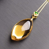Original Natural Yellow Citrine Quartz Water Drop Pendant 38x15mm Women Rare Wealthy Gold Citrine Stone Fashion Bead Necklace AAAAA