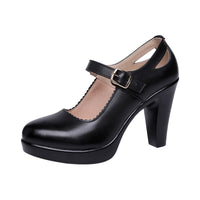 Original Big Size 32-43 Block Heel Platform Shoes Women Pumps 2022 Fall Black Mary Jane Shoes Woman High Heels Office Party Dress Shoe