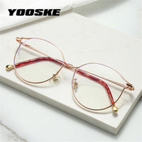 YOOSKE Fashion Cat Eye Glasses Frames Women Trending Myopia Frame Transparent Optical Spectacles Rose Gold Fake Eyeglasses