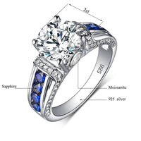 Original Szjinao Real 2ct 8mm Round Cut Moissanite Ring Women Diamond 925 Sterling Silver Luxury Gift Female Wedding &amp; Engagement Jewelry
