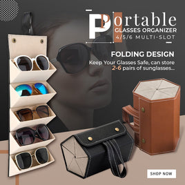 JOOYOOHOME STORE - Original Sunglasses Organizer Box Multi-Slot Eyeglasses Storage Folding Portable Glasses Travel PU Leather Case Home Storage