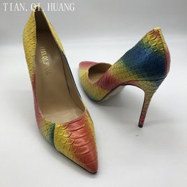 Original New style high quality women Genuine Leather high heels party fashion girls sexy shoes TIAN.QI.HUANG Brand