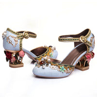 Original Phoentin velvet ankle strap Chinese wedding shoes women crystal buckle pearl rhinestone flower decoration mary jane shoe FT267