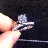 Original Poetry Of Jew Store Round Silver Moissanite Ring 1ct D VVS Luxury Moissanite Weding Ring for Women