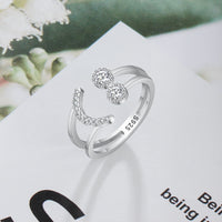 Original Resizable 925 Sterling Silver Ring Sparkling Cubic Zirconia Smile Face Design Adjustable Ring S925 Silver Jewelry (Lam Hub Fong)