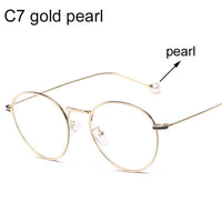 Original Computer Glasses 2021 Spectacle Frames Anti Blue Light Goggles Metal Eyeglasses Frame Women Round Clear Lens Fake Glasses