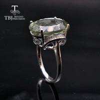 Original TBJ , Natural gemstone big green amethyst oval 13*18mm bird's nest cut ring 925 sterling silver fine jewelry for girls best gift