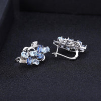 Original GEM & BALLET 925 Sterling Silver Leaves Ring Earrings Pendant Set Natural Sky Blue Topaz Mystic Quartz Classic Jewelry For Women