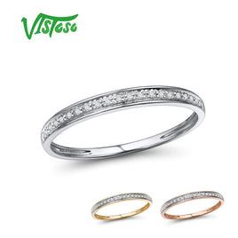 Original VISTOSO Genuine 14K White/Yellow/Rose Gold Rings For Women Simple Style Eternal Diamond Ring Engagement Anniversary Fine Jewelry