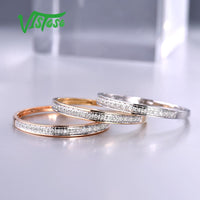 Original VISTOSO Genuine 14K White/Yellow/Rose Gold Rings For Women Simple Style Eternal Diamond Ring Engagement Anniversary Fine Jewelry