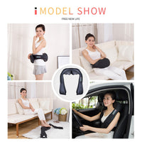 U Shape Electrical Shiatsu Back Neck Shoulder Body Massager Infrared 4D Kneading Massage EU/Flat Plug Car Home Dual Use 16 Balls