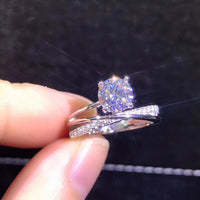 Original Poetry Of Jew Store Round Silver Moissanite Ring 1ct D VVS Luxury Moissanite Weding Ring for Women