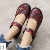 Original GKTINOO Spring Fashion Flower Design Round Toe Soft Bottom Flat Shoes Vintage Genuine Leather Women Flats Girl Loafer Large Size