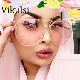 Unique Vintage Eyeglasses Transparent Glasses Women Rimless Glasses Oversized Clear Shades lunettes Sunglasses Female