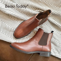 Original Beau Today Chelsea Boots Women Genuine Calfskin Leather Plus Size Autumn Winter Fashion Brand Ankle Shoes Handmade 03025