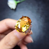 Original Natural citrine ring, 10 carat gems, authentic color, 925 silver, exquisite craftsmanship