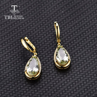Original TBJ ,Natural prasiolite green amethyst mix  gemstone clasp Earring 925 Sterling Silver Fine Jewelry For party  best valentine box