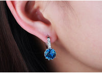 Original Big Sale 925 Sterling Silver Loop Hoop Earrings Candy Color Cubic Zircon Charms Women Jewelry Wedding Accessory Brincos