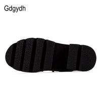 Original Gdgydh Wholesale Autumn Ankle Boots For Women Motorcycle Boots Chunky Heels Casual Lacing Round Toe Platform Boots Shoes Female