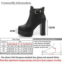 Original Gdgydh Women Platform Heels Ankle Boots Zipper High Heels Female Booties Shoes Black Round Toe Ladies Shoes Big Size 2022 Autumn