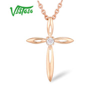 Original VISTOSO Pure 14K 585 Two-Tone Gold Sparkling Illusion-Set Miracle Plate Diamond Pendants For Women Anniversary Trendy Jewelry