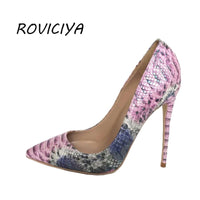 Original Sexy Pointed Toe Women Pumps Lady Wedding Party Shoes PU Leather Snakes Party High Heels YG006 ROVICIYA