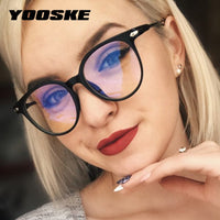 YOOSKE Women Glasses Frame Men Anti Blue Light Eyeglasses Frame Vintage Round Clear Lens Glasses Optical Spectacle Frame