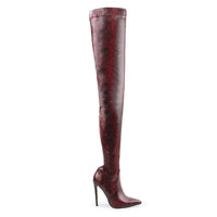 Original Perixir Thigh High Over the Knee Boots for Women Shoes Snakeskin Pointed Toe Super Thin High Heels Long Boots in Winter 2020