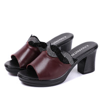 Original GKTINOO Women Slipper&#39;s 2022 Ladies Summer Slippers Shoes Women High Heels Fashion Rhinestone Summer Shoes Genuine Leather