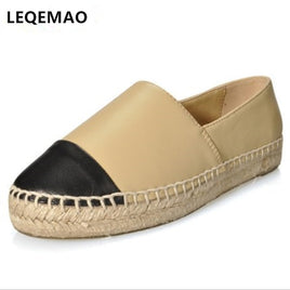 Original Classical Fashion Famous Patchwork Women Espadrilles Genuine Leather Woman Creepers Flats Ladies Loafers Casual Shoes Moccasins